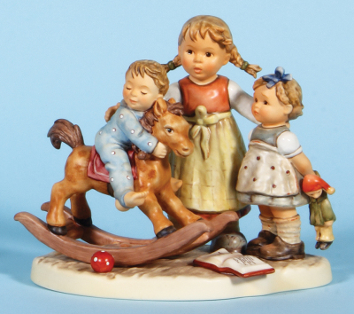 Hummel figurine, 6.5" ht., 2250, TMK 8, Learning To Share, Limited Edition 230/3000, no box, mint. Base Chip found later in photo.