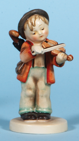 Hummel figurine, 5.3" ht., 4, TMK 1 & 1, Little Fiddler, no tie, china features, excellent umbrella handle repair.