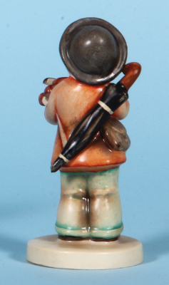 Hummel figurine, 5.3" ht., 4, TMK 1 & 1, Little Fiddler, no tie, china features, excellent umbrella handle repair. - 2