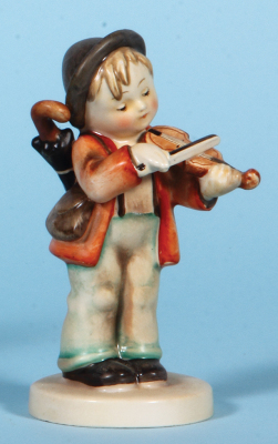 Hummel figurine, 5.3" ht., 4, TMK 1 & 1, Little Fiddler, no tie, china features, excellent umbrella handle repair. - 3