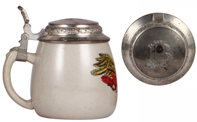 Third Reich stein, .5L, stoneware, inscription on pewter lid: Uffz. Korps, L.K.S. Neuhausen, mint. - 3