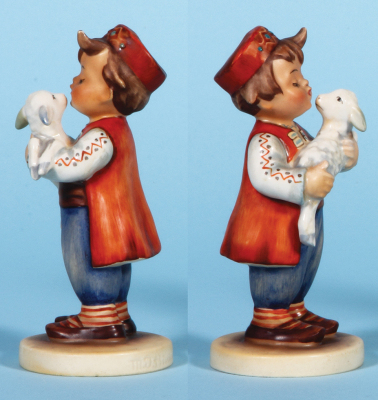 Hummel figurine, 5.4" ht., 968, TMK 1 Era, Serbian International, excellent repair of flake on lamb's ear. - 2