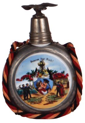 Regimental flask, .25L, porcelain, S.M.S. Yorck, 1904 - 1907, named to: Res. Nšrgard, mint. - 2