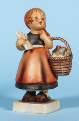Hummel figurine, 7.5" ht., 13/2, TMK 2, Meditation, flowers in basket, mint.