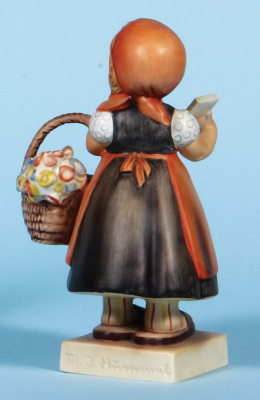 Hummel figurine, 7.5" ht., 13/2, TMK 2, Meditation, flowers in basket, mint. - 2