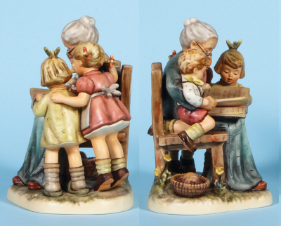 Two Hummel figurines, 8.1" ht., 620, TMK 8, A Story From Grandma, Limited Edition 548/10,000, no box, mint; with, 9.3" ht., 621, TMK 8, At Grandpa's, Limited Edition 548/10,000, no box, mint. - 2