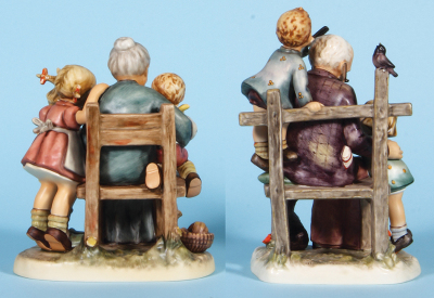 Two Hummel figurines, 8.1" ht., 620, TMK 8, A Story From Grandma, Limited Edition 548/10,000, no box, mint; with, 9.3" ht., 621, TMK 8, At Grandpa's, Limited Edition 548/10,000, no box, mint. - 4