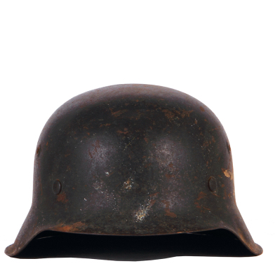 German Third Reich helmet, 11.0'' l., 5.8'' ht., Luftwaffe, worn condition, missing liner. - 2