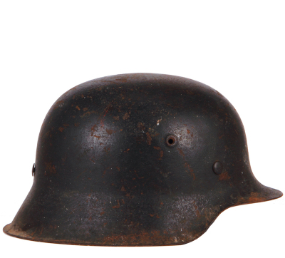 German Third Reich helmet, 11.0'' l., 5.8'' ht., Luftwaffe, worn condition, missing liner. - 3