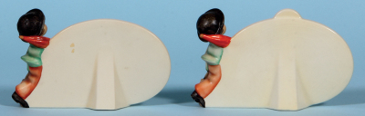 Two Hummel figurines, 3.7" ht., 187A, TMK 5, 25 Jahre Im Hause Goebel, Werner Struck, mint; with, 3.7" ht., 187, TMK 4, Authorized Dealer, Hummel Figurines, mint. - 4