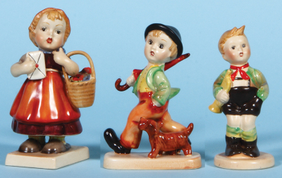 Three Beswick figurines, 5.4" ht., 910, Meditation, ankle repaired; with, 4.9" ht., 906, Strolling Along; with, 4.9" ht., 903, Trumpet Boy, mint.