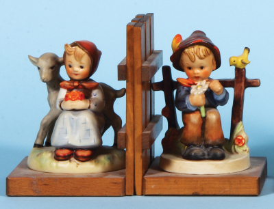 Four Hummel figurines, 5.2" ht., 251 A+B, TMK 3, Good Friends & She Loves Me She Loves Me Not, mint; with, 6.0" ht., 61 A+B, TMK 2, Playmates & Chick Girl, mint. - 2