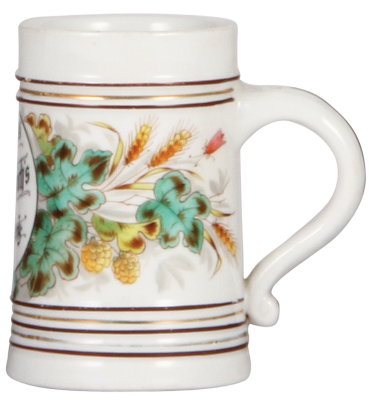 Porcelain stein, .3L, transfer, Compliment's Chr. Heurich's Brewery, lithophane, without a lid, very minor wear. - 2