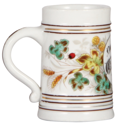 Porcelain stein, .3L, transfer, Compliment's Chr. Heurich's Brewery, lithophane, without a lid, very minor wear. - 3