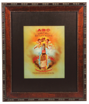 American Brewing Co., St. Louis, U.S.A. lithograph on paper, advertisement, framed 10.0" x 7.5", with frame 18.2" x 15.5", professionally framed and matted with museum glass, in good condition,