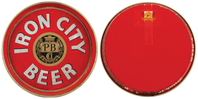 Two advertising trays, Iron City Beer, 11.9" d., Pittsburgh Brewing Co., Pittsburgh, Pa., wear on edge, residue on tray; with, Par-Ex, 12.1" d., made by Kaufmann & Strauss Co., N.Y., surface wear & scratches, chipping. - 2