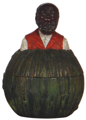 Tobacco jar, 6.9" ht., Black Americana, Man with Beard, marked 3441 JM, Maresch, good condition with minor wear. 