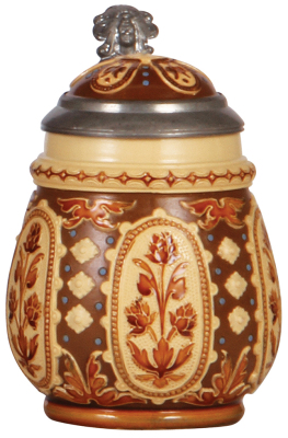 Mettlach stein, .5L, 1816, mosaic, inlaid lid, mint.