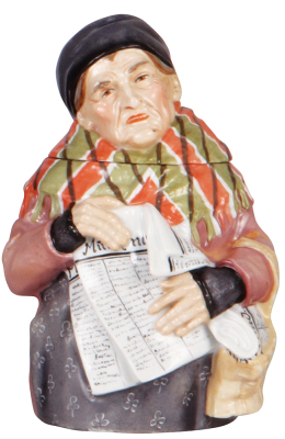 Character stein, .5L, porcelain, marked Musterschutz, by Schierholz, Old Woman with Newspaper, mint. - 4