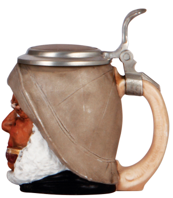 Character stein, .3L, porcelain, by E. Bohne & Söhne, Sea Captain, excellent pewter repair, otherwise mint. - 2