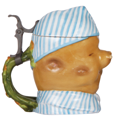 Character stein, .5L, porcelain, marked Musterschutz, by Schierholz, Potato Head, 2'' hairline on side. - 3