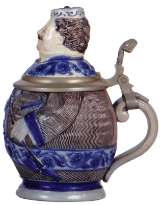 Character stein, .5L, stoneware, marked 805, by Marzi & Remy, Student, blue & purple saltglazes, mint. - 2