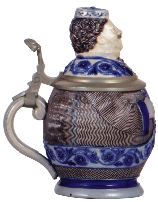 Character stein, .5L, stoneware, marked 805, by Marzi & Remy, Student, blue & purple saltglazes, mint. - 3