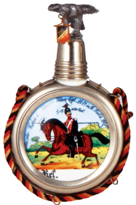 Regimental flask, .25L, porcelain, Ulanen Regt. Nr. 14, St. Avold, 1903 - 1906, unnamed, good condition.