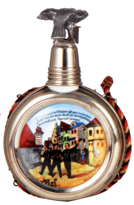 Regimental flask, .25L, porcelain, Ulanen Regt. Nr. 14, St. Avold, 1903 - 1906, unnamed, good condition. - 2