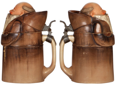 Character stein, .5L, pottery, Monk, marked 1304, Geb. Germany, minor scratches, chip on top rim. - 2