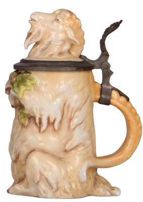 Character stein, .5L, porcelain, marked Musterschutz, by Schierholz, Bock, mint. - 2