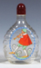 Glass flask, 6.0'' ht., .25L, mold blown, marked Hemmeter M&uuml;nchen, hand-painted, design by F. Ringer, cap is a replacement, flask is mint.
