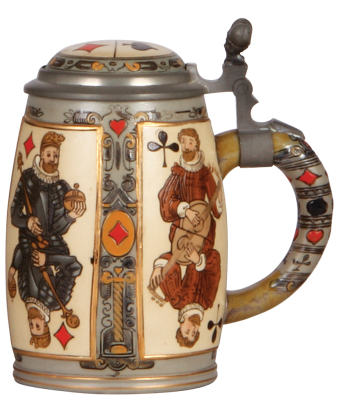 Mettlach stein, .5L, 2093, etched, inlaid lid, mint. - 2