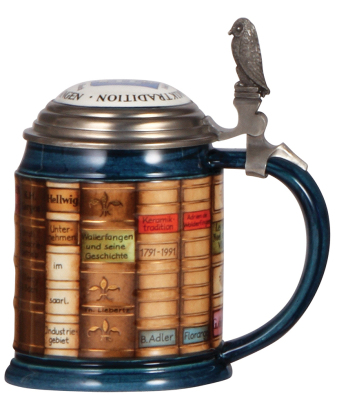 Mettlach stein, .5L, modern, Limited Edition of 500, #364, 200 Jahre Keramik Tradition, Wallerfangen, inlaid lid, mint.     - 2