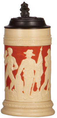 Mettlach stein, .5L, 2278, relief 4F lid, mint.