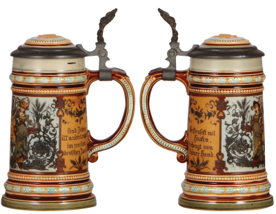 Mettlach stein, .5L, 1986, etched, inlaid lid, mint. - 2