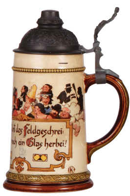 Mettlach stein, .5L, 1020[2271], PUG, pewter lid, mint. - 2