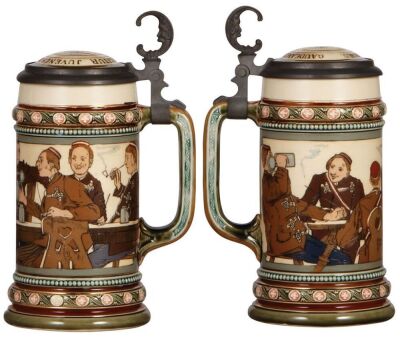 Mettlach stein, .5L, 2051, etched, inlaid lid, mint. - 2