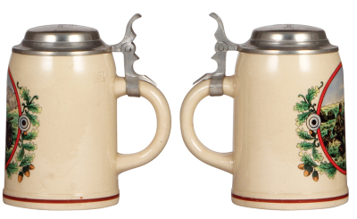 Third Reich stein, .5L, pottery, pewter lid, named to: Gefr. Franz Bader, mint. - 2