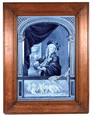 Mettlach plaque, 26.0'' x 18.5'', 34.0'' x 26.0'' with original frame, 5231/2274, Delft, excellent repair of a tight 5'' hairline.