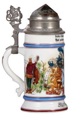 Porcelain stein, .5L, transfer & hand-painted, Occupational Glaser [Glazier], rare, prism lid, small flake on prism, otherwise mint. From the Etheridge Collection. - 3