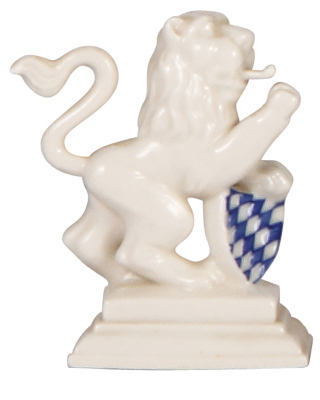 Bavarian Lion, 3.7" ht., porcelain, marked Nymphenburg, mid 1900's, mint. - 3