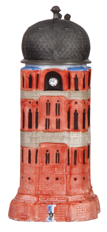 Character stein, .5L, porcelain, unmarked, Frauenkirche Church Tower, mint.