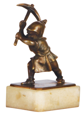 Bronze Dwarf miner, 4.8" ht., marble base, c.1900, very good detail and condition.