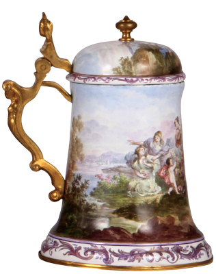 Viennese enameled stein, 7.4" ht., late 1800s, gilded mounts, very good quality, excellent condition.             - 3