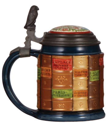 Mettlach stein, .5L, 2001D, glazed relief, Book stein for Mathematics, inlaid lid, mint. - 3