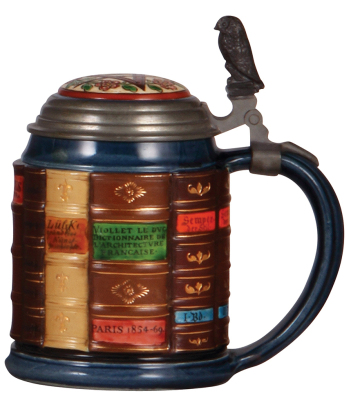 Mettlach stein, .5L, 2001F, glazed relief, Book stein for Architecture, inlaid lid, mint. - 2