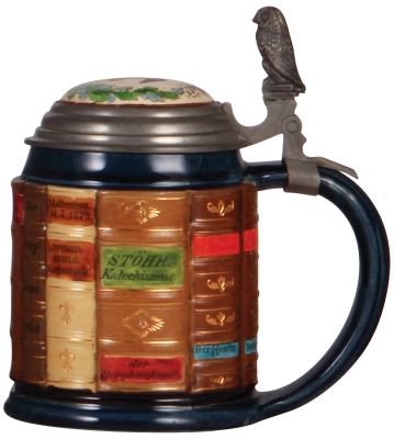 Mettlach stein, .5L, 2001L, glazed relief, Book stein for Mining, inlaid lid, mint. - 2