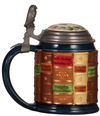 Mettlach stein, .5L, 2001L, glazed relief, Book stein for Mining, inlaid lid, mint. - 3