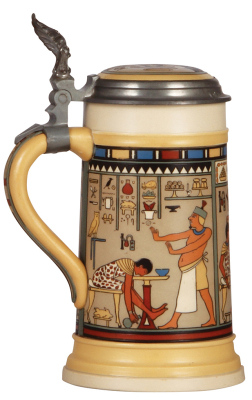 Mettlach stein, 1.0L, 2583, etched, by F. Quidenus, inlaid lid, mint. - 3